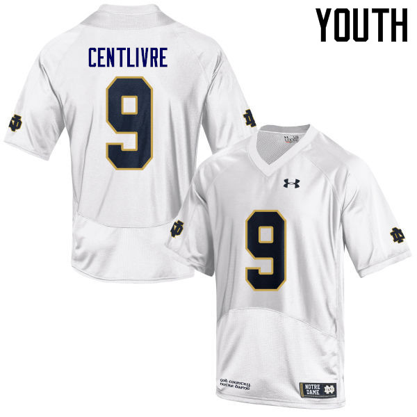 Youth NCAA Notre Dame Fighting Irish #9 Keenan Centlivre Stitched College Under Armour Authentic White Football Jersey GI10G54IH